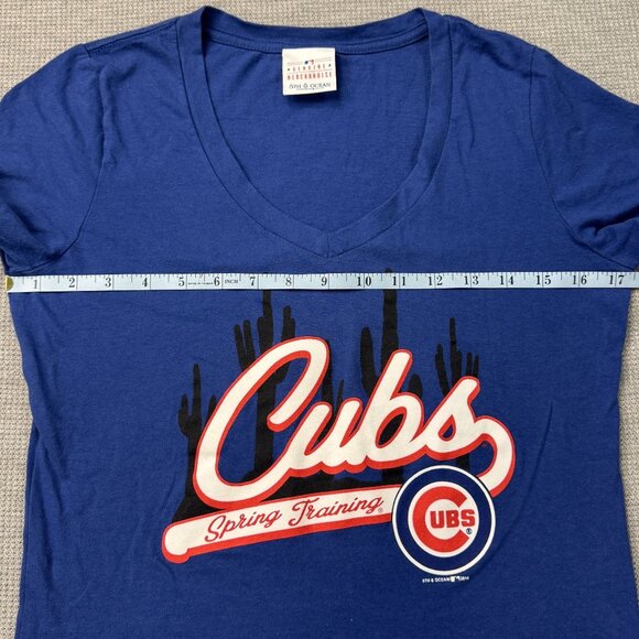 MLB Chicago Cubs Spring Training Womens V-Neck T-Shirt Blue Baseball Size Small - Picture 9 of 13
